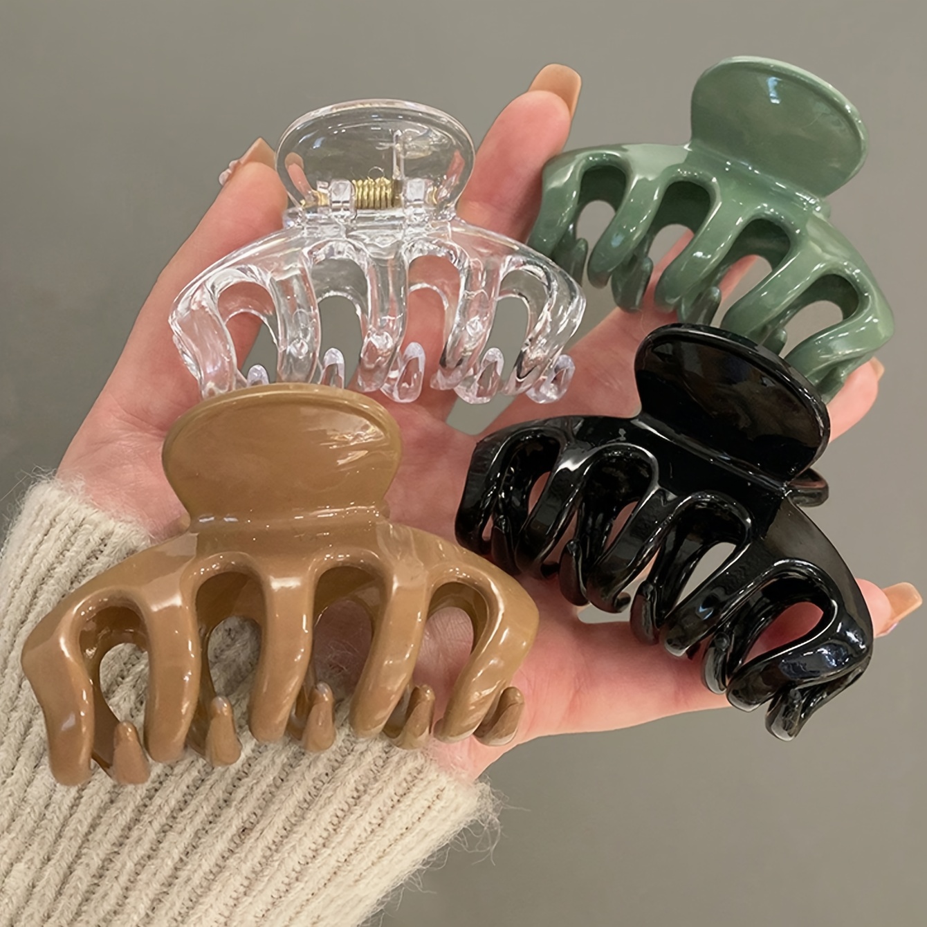 TEMU 4pcs Pinces à Cheveux Femme Couleur Brillante Moyenne Légère en Plastique Tendance Polyvalentes Haut de Gamme Élégantes Tempérament Facile Style
