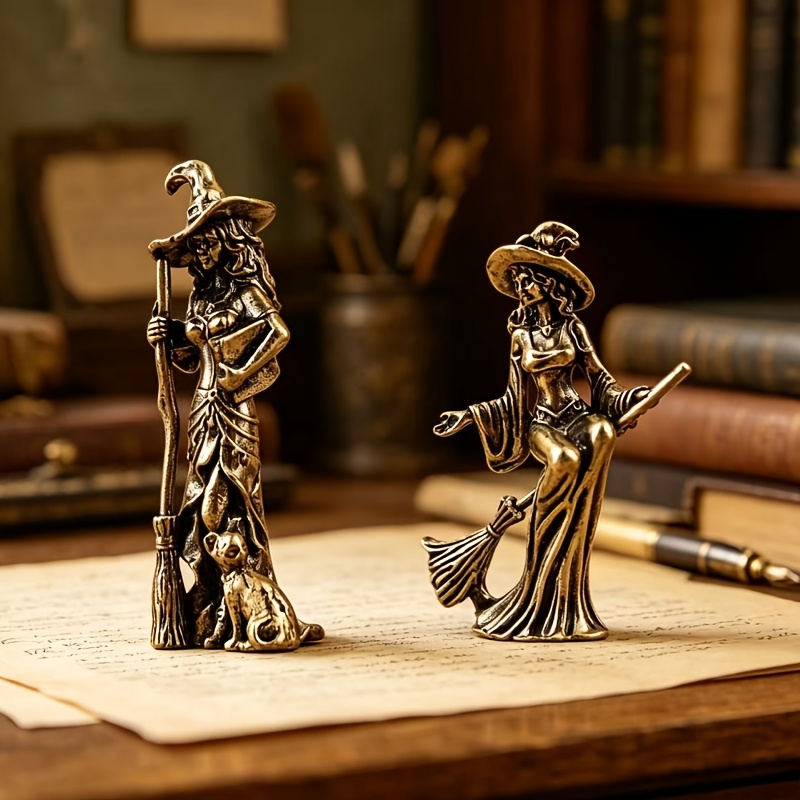 TEMU 2pcs And Broom Desk Ornament, For Halloween