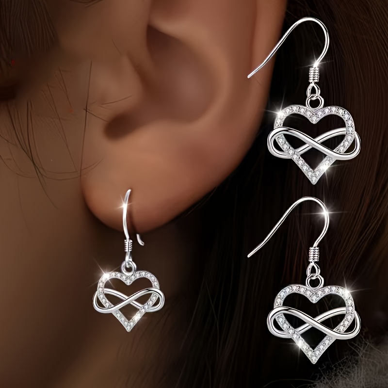 TEMU 1 Paire de Boucles d'Oreilles Cœur Infinité pour Femmes, Design Minimaliste et Élégant, Luxe Léger de Haute Qualité, Adaptées , au Soirée, au