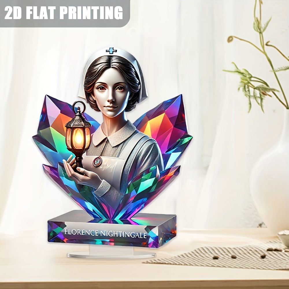 

2d Flat, Memorial Acrylic Stand - Inspirational Nurse Hero Desktop Display With Lantern Design, Perfect Gift For Nurses & Caregivers, Symbolizing & , Nurse Accessories For Work