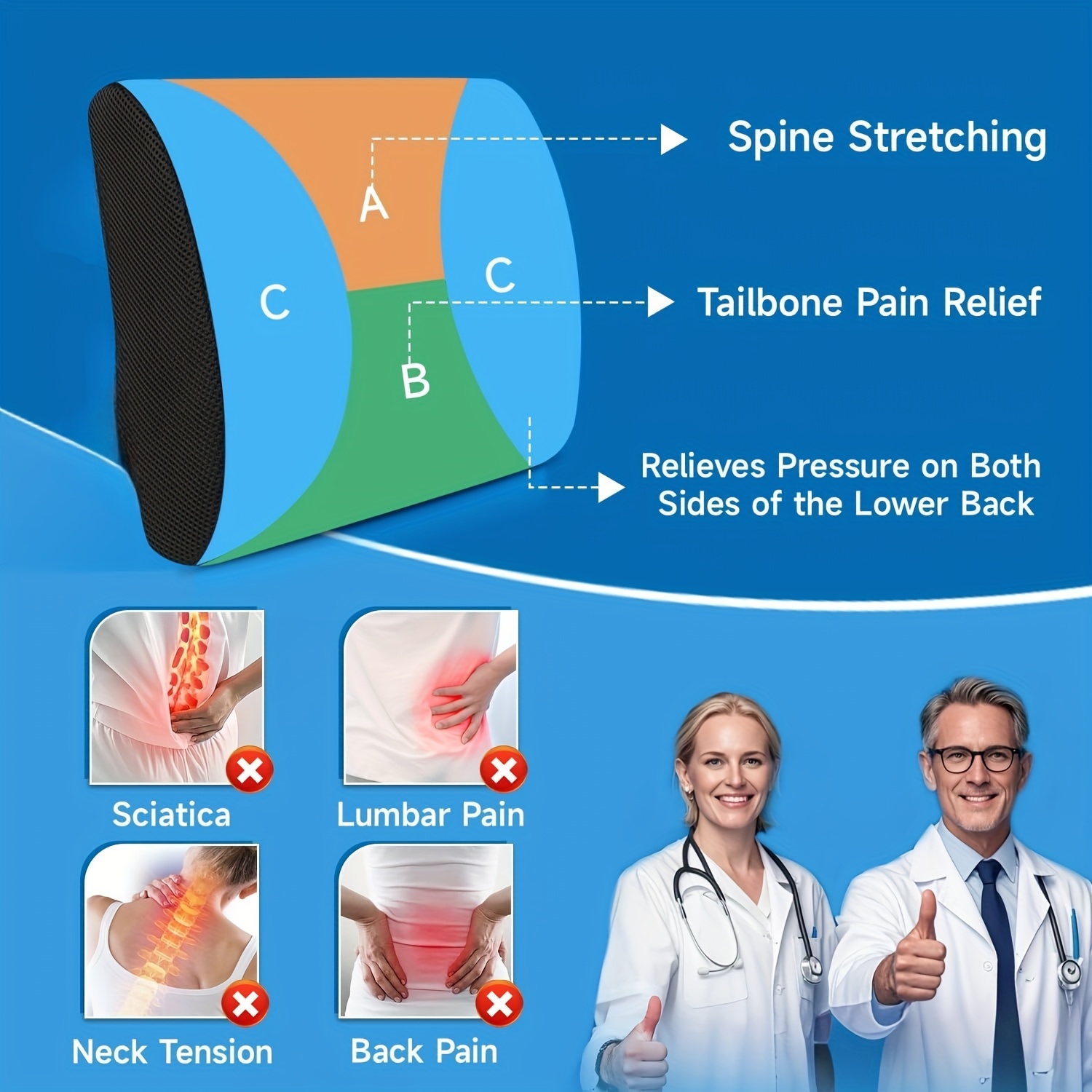 office chair lumbar support pillow low back support ease back   ergonomic small back cushion suitable for tables and chairs game chairs adjustable belt and washable pillow case Product details 2