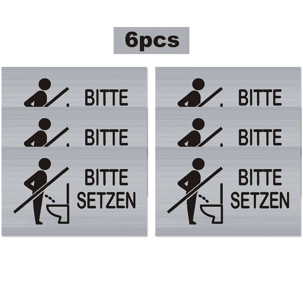 6pcs Toilet Etiquette Stickers, German "do Not Urinate While Standing, " Stickers, Suitable For Private , Guesthouses, Small , And Other Occasions, 3.94x2.36inch