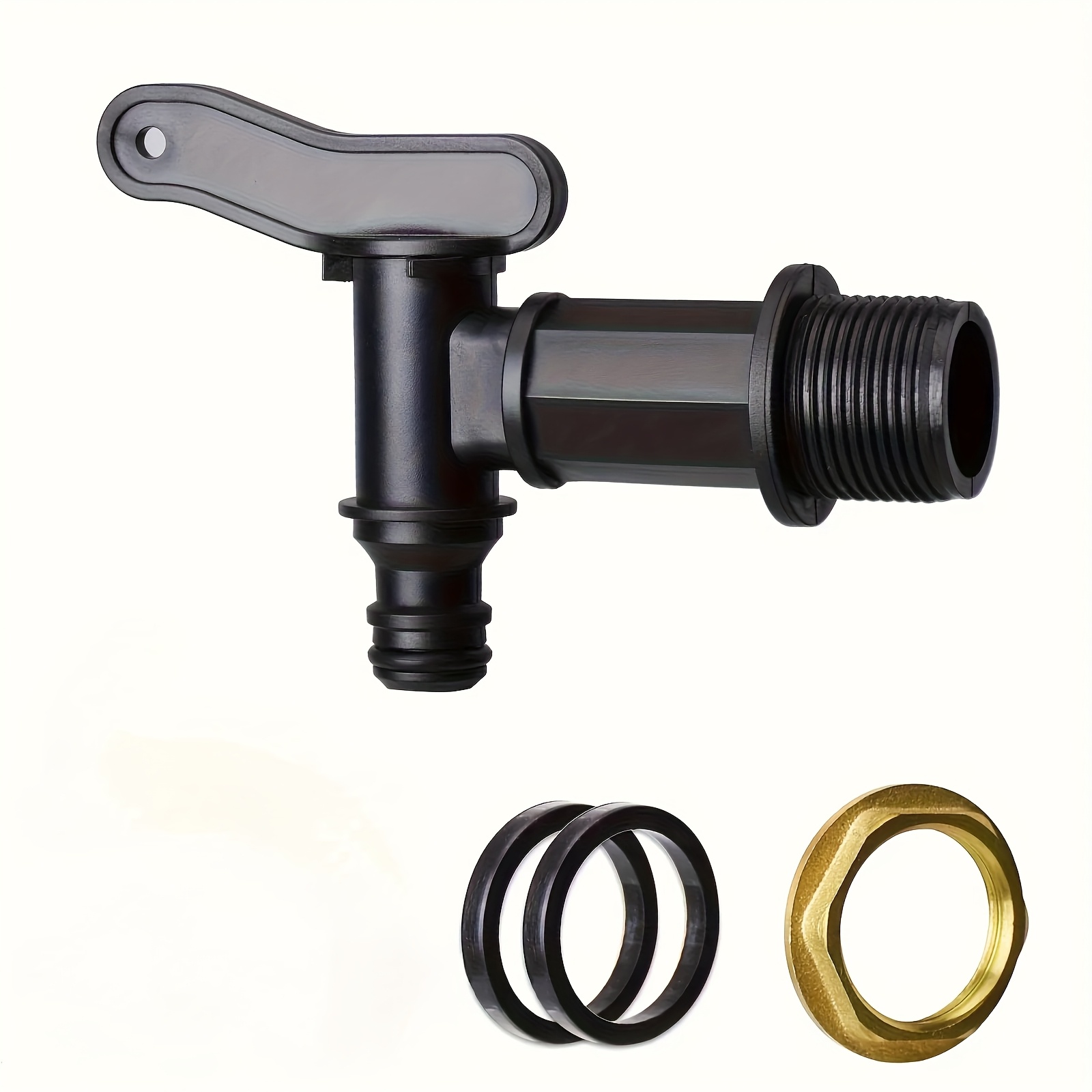 3/4 Inch Plastic Pipe Connector, Sold As A Set, Suitable For Water Buckets And Rain Barrels, With Brass Nut, Bsp Thread Replacement Part