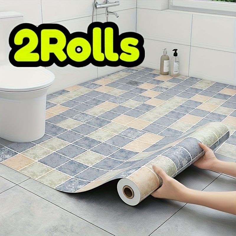 E-shop 2 Rollen, Selbstklebende Kratzfeste Leicht zu Reinigende Hochwertige -Grau Gitter Vinyl Wandsticker, Boden- Wanddekoration, Arbeitsplatten-