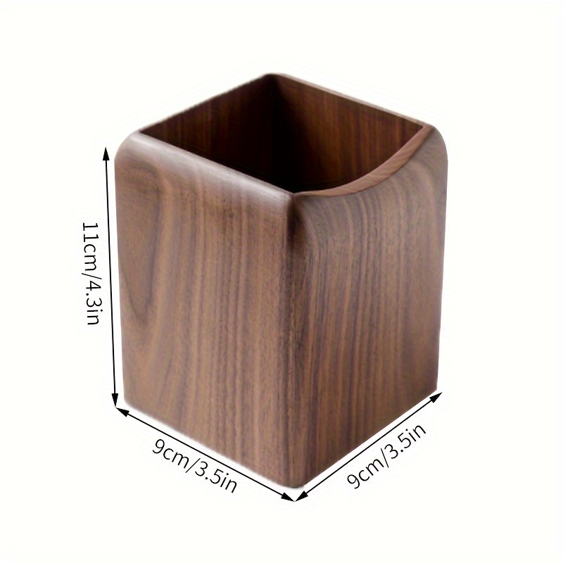 Image of Natural Wooden Pen Holder, Office Desk Accessories And Organizer, Pen Organizer, Wooden Pen Holder For Office Desk, Natural Wooden Pen Holder Storage Box, Household Items ( Wood)