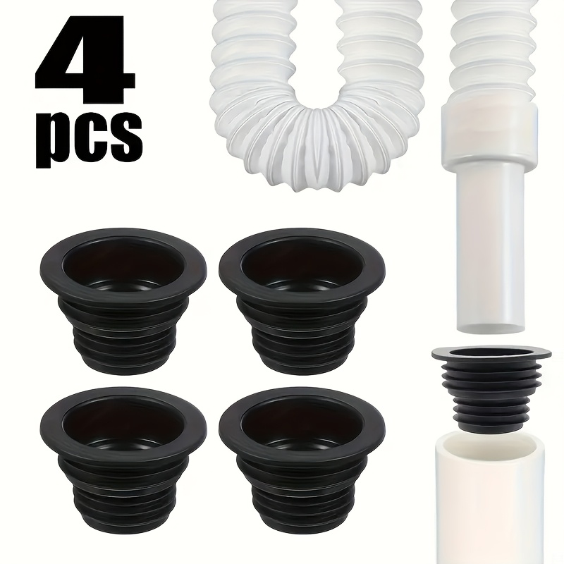 4pcs Drain Seal Rings - Odor-blocking Hose Plugs For Sewers, Washing Machine Compatible, Flexible & With Ribbed Gaskets For Leak Prevention