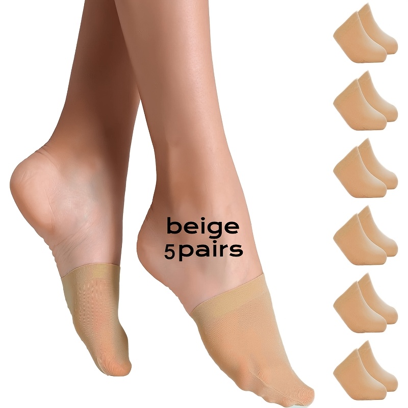 E-shop 5/8 Paar Sommer Damen Socken, mit unsichtbaren Silikon Anti-Rutsch Fußpolstern an der Vorderfuß, Bequem, Atmungsaktiv, Anti-Rutsch High Heels