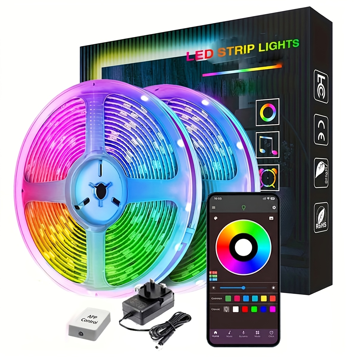 Smart RGB LED Light Strip with App Control, Music Sync