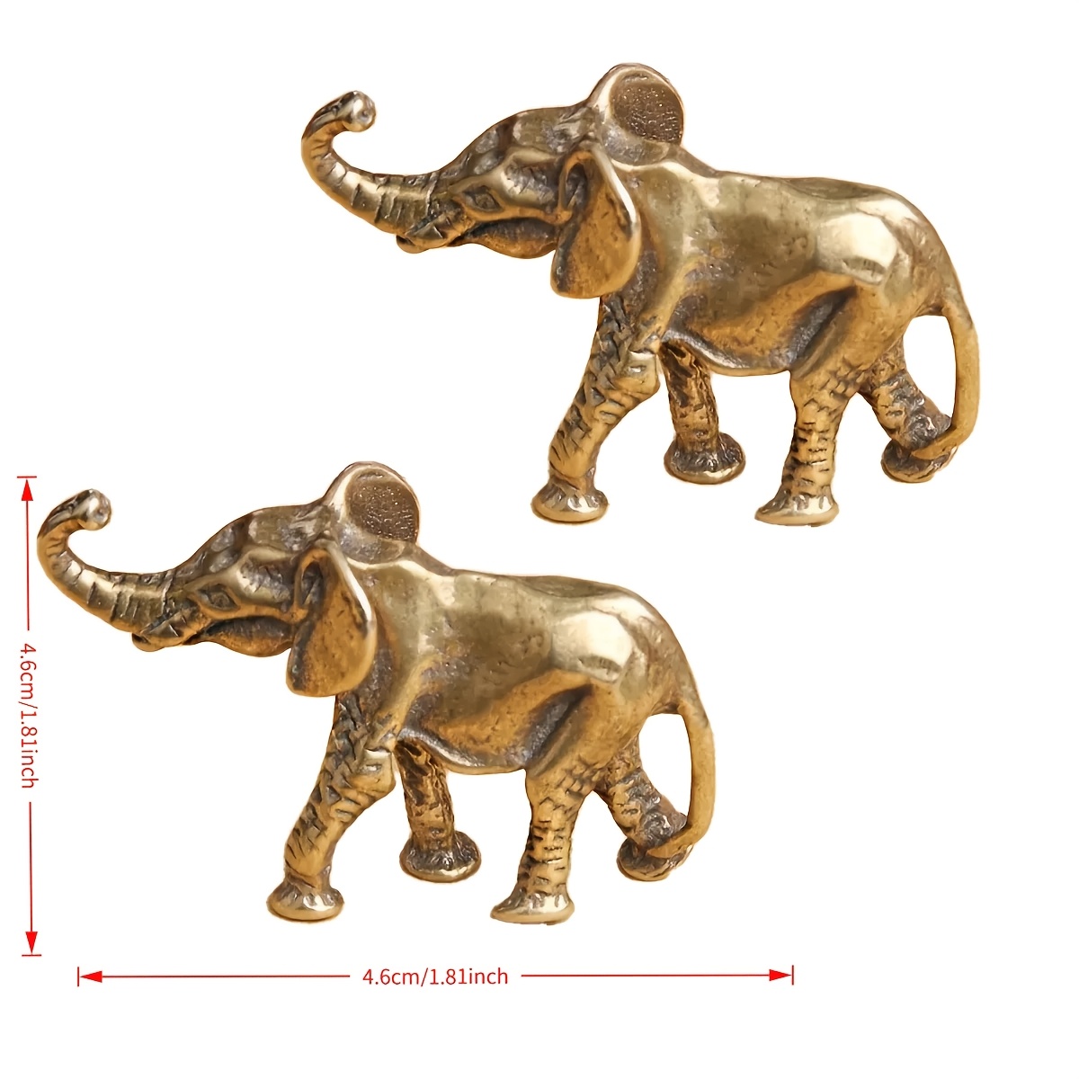TEMU 2pcs Vintage Distressed Elephant Figurines – Intricately Carved For Desktop Decor, Symbolizing And , Polished -like Surface, Home Decor, ,