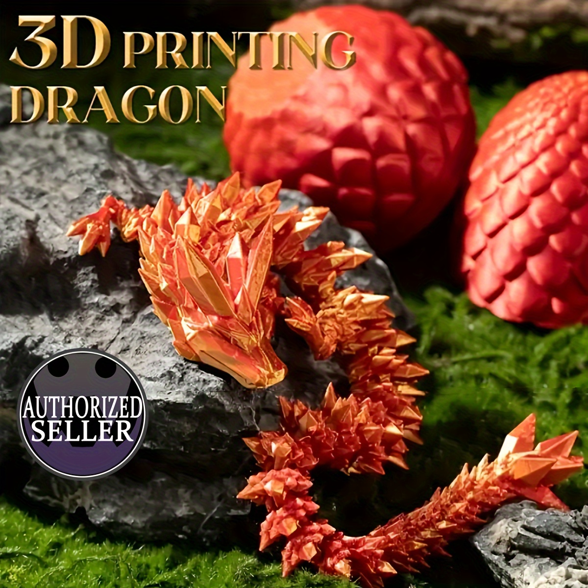 

3d Printed Diamond Dragon & Egg Set - Holographic Fidget Dragon With Articulated , Collectors, Decor, And Aquarium Accents