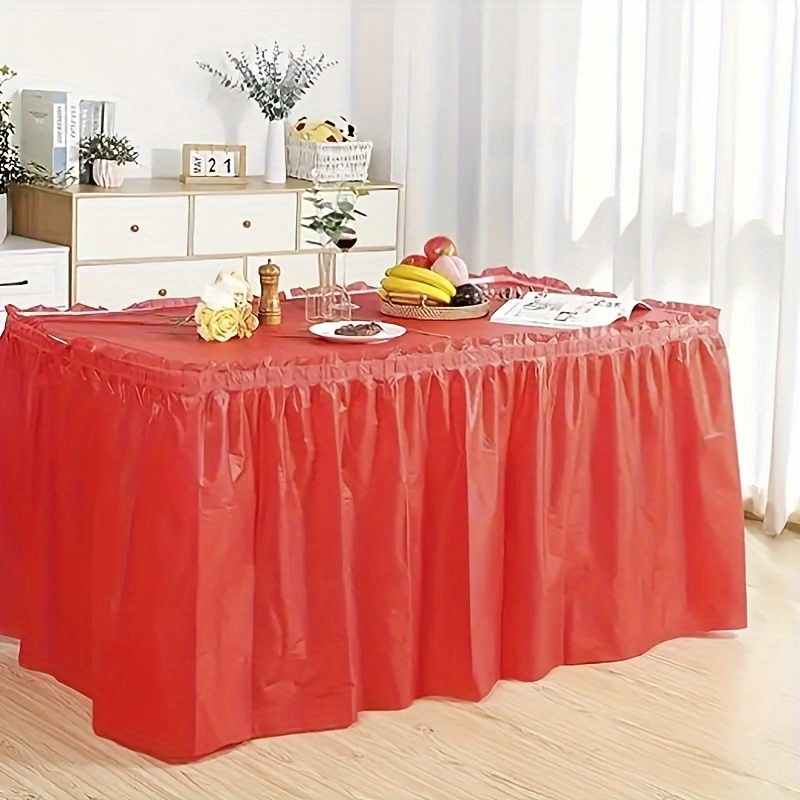 

2pcs, Tablecloth Set, Disposable Solid Color Table Cover, Table Skirts, Rectangular Paper Table Covers With Long Skirting For Parties, Banquets