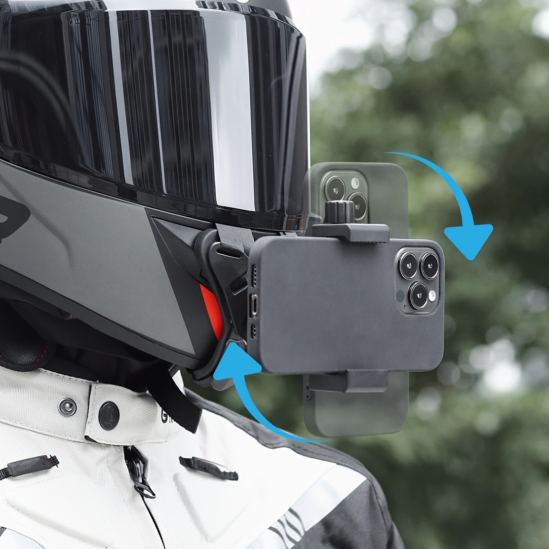 

Motorcycle Helmet Mount For Gopro Hero 11/10/9, Smartphone & 1 X3 - Durable Pc Material