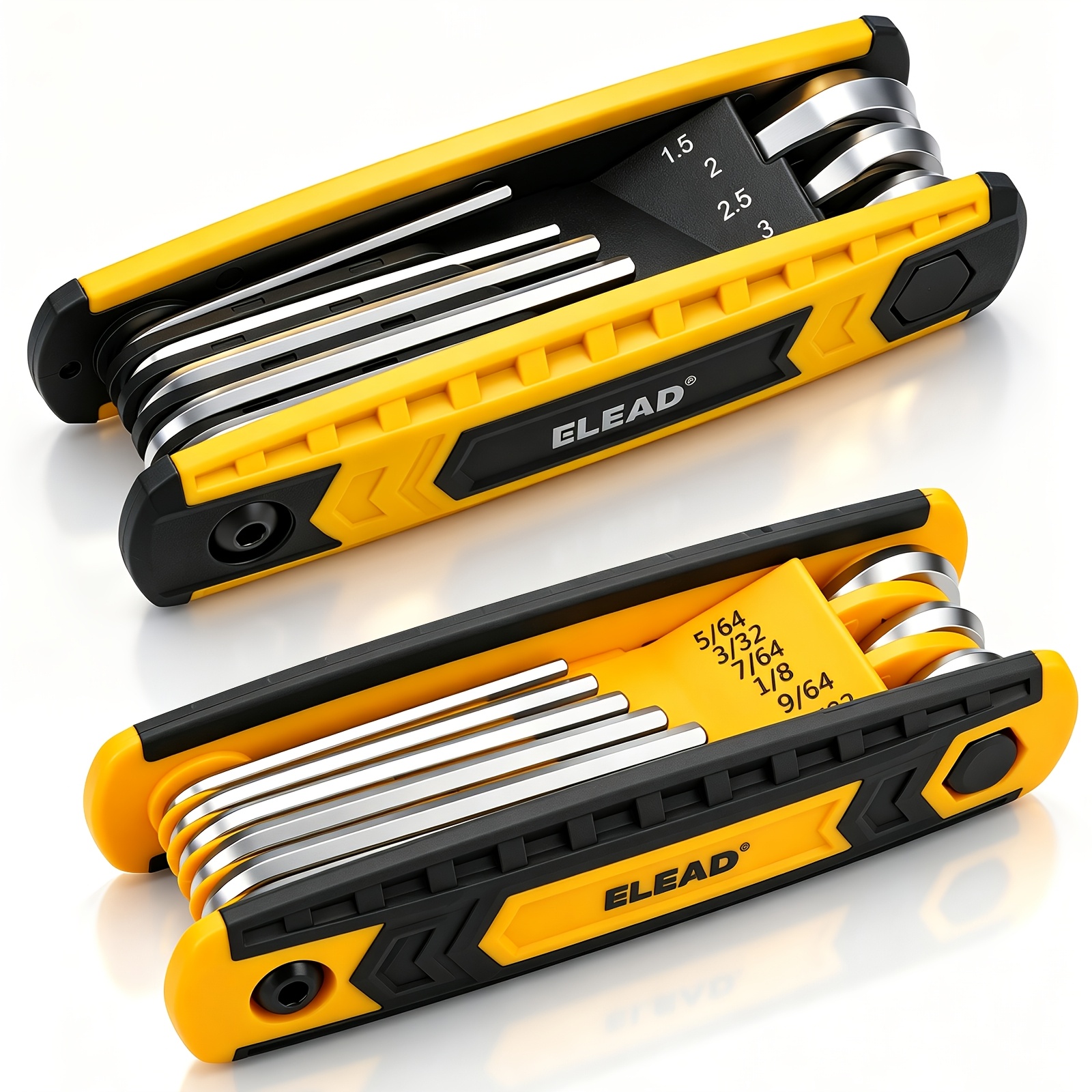 TEMU Elead 17pcs Folding Hex Key Set, Steel, Metric And Sae Sizes, Chamfered Edge, High-torque, Portable Allen Wrenches For Car Repair, Bike