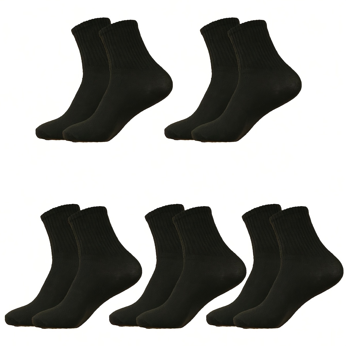 

5 Pairs Simple Solid Crew Socks, Breathable & Comfort All-match Mid-calf Socks, Women's Stockings & Hosiery For Fall