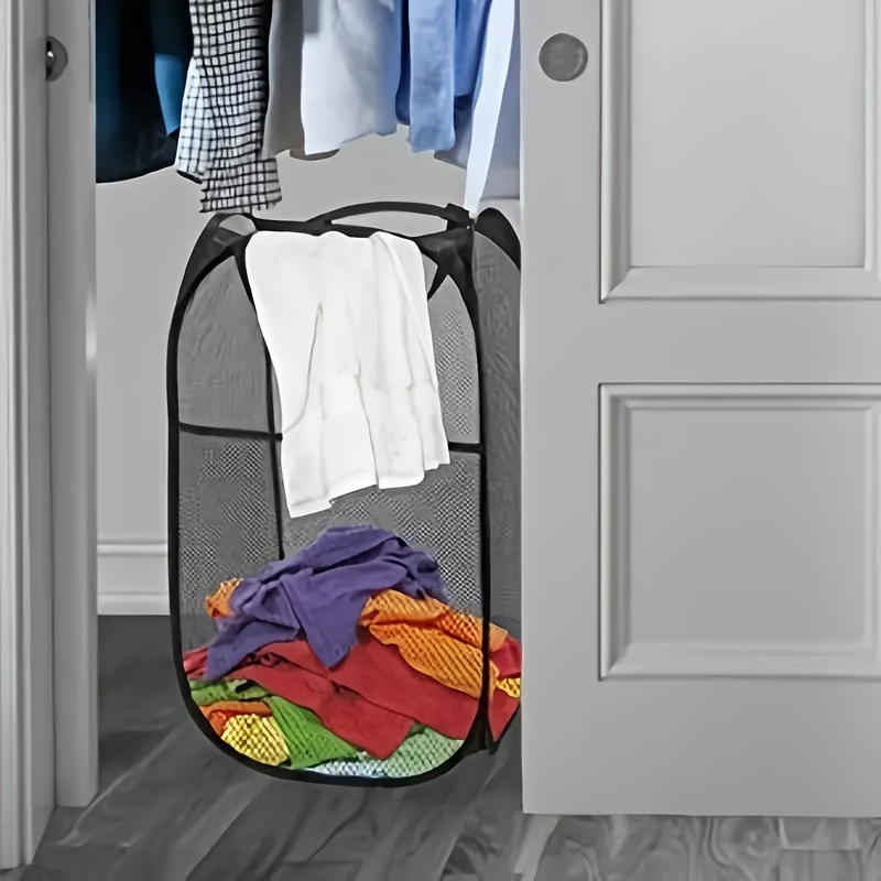 1pc casual mesh folding laundry basket organizer with multiple components for   room types wall hanging dirty clothes storage bag for bathroom bedroom laundry room and dorm essentials details 0