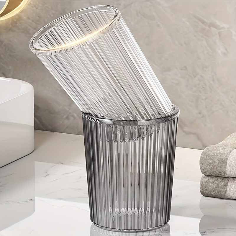 Single, Multiple, Casual Transparent Striped Mouthwash Cup, Bathroom Water Cup, Light Luxury Mouthwash Cup, Suitable For Home, Couples, Student Dormitory Use