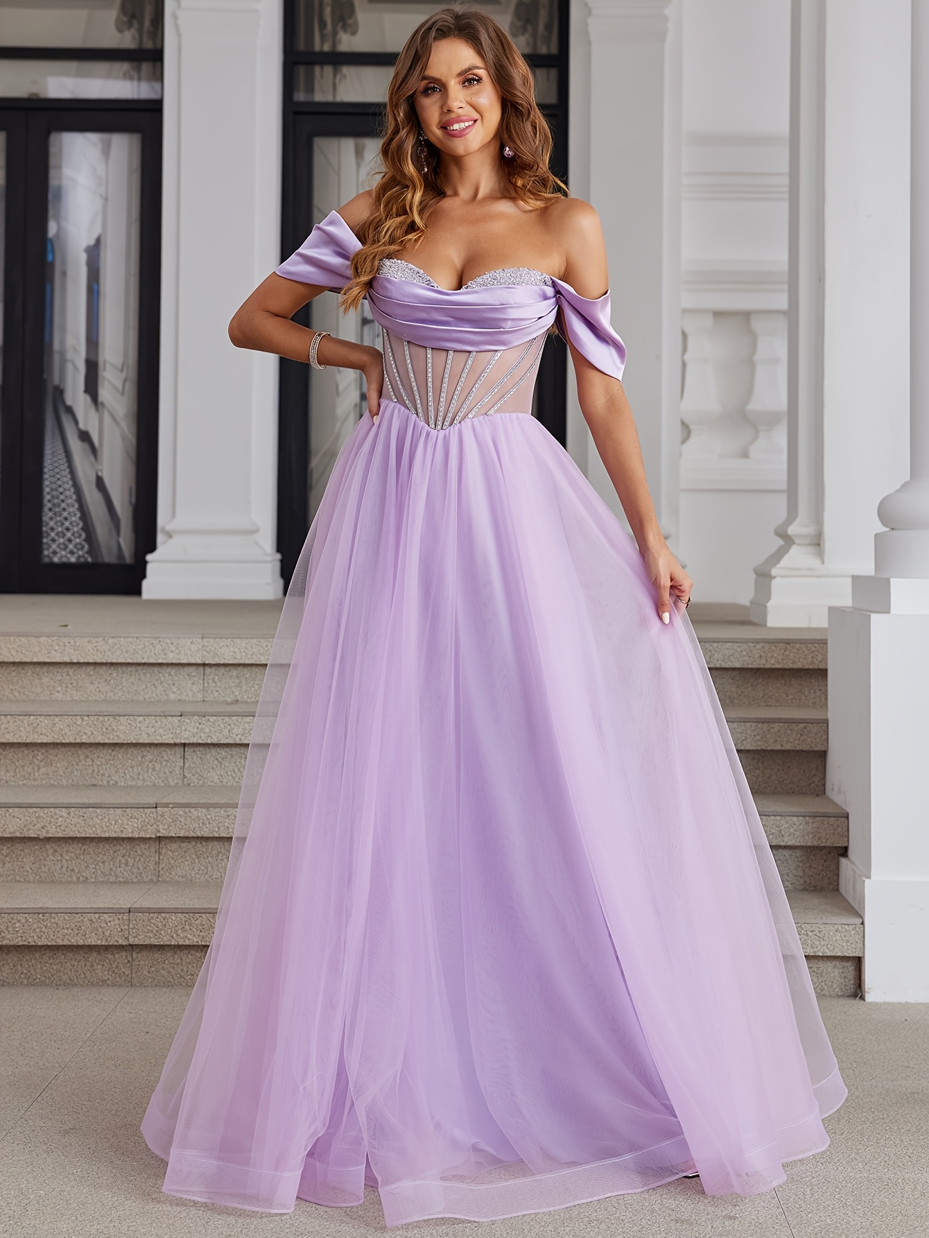 homecoming dresses gowns Andrea & Leo A1437 Long Layered Formal Prom A Line Dress main image 1