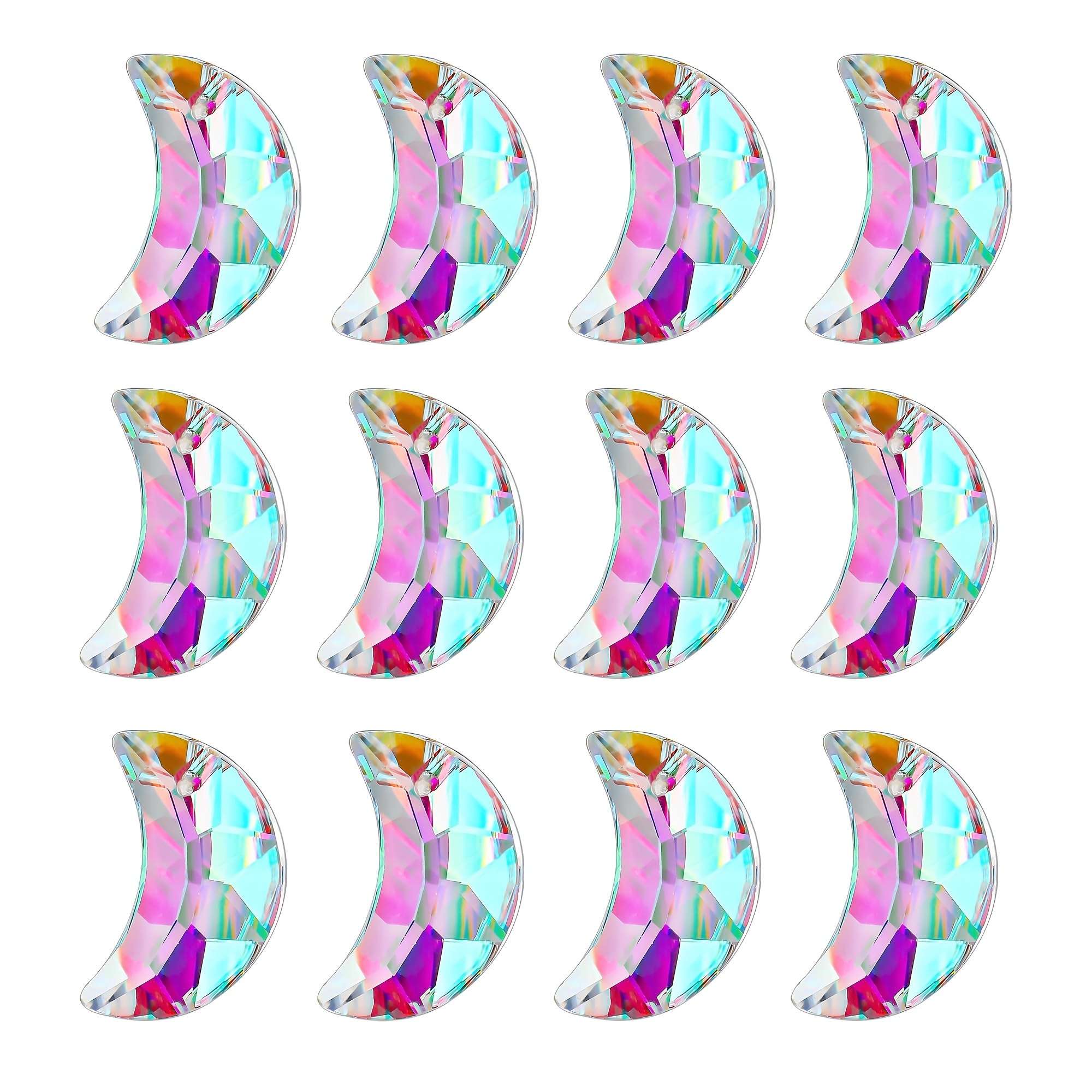 TEMU Lot de 12 attrape-soleils prisme en cristal 20 mm AB | Pendentifs attrape-soleils prisme en verre cristal avec revêtement AB 30 mm, lot de 12