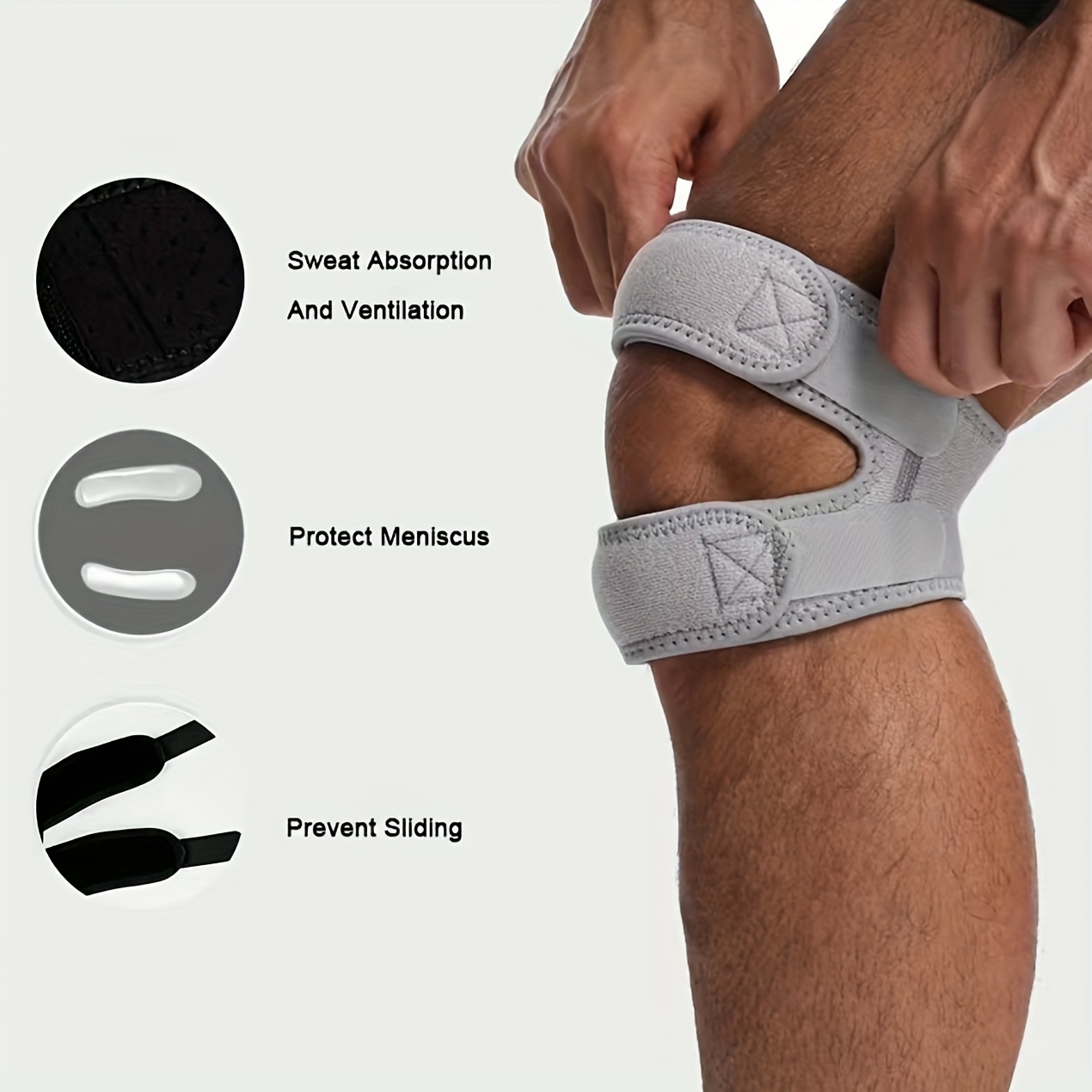 adjustable knee support brace for men   patella protection polyester fiber details 1