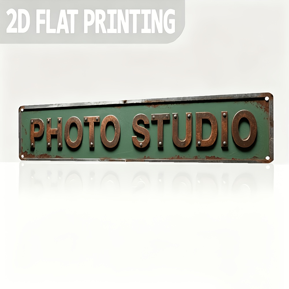 TEMU 2d Flat, 1pc, "photo Studio" Durable Aluminum Plaque (15.7x3.9 Inches/40x10cm), Suitable For Home, Cafes, For Man Cave, Restaurant; Suitable For