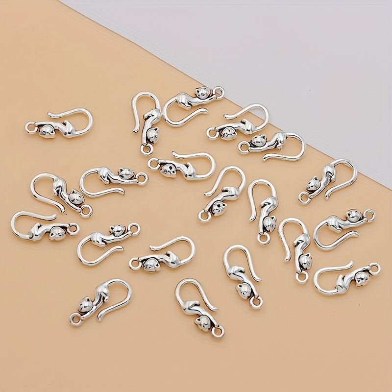 20pcs Hollow Animal Cat Charm Alloy Cat Animal Connector Ancient Silvery Tibetan Silvery Making Bracelet Earrings Necklace Animal Cat Pendant Handmade Fashion Jewelry