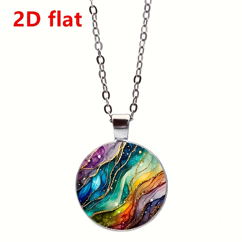 2d Flat, 1pc Modern Glass Pendant Necklace With Glass Bead - Glass Chain, Minimalist Elegant Jewelry Suitable For , Wedding, Birthday, Christmas, Graduation Gift, Wear, 2d Flat