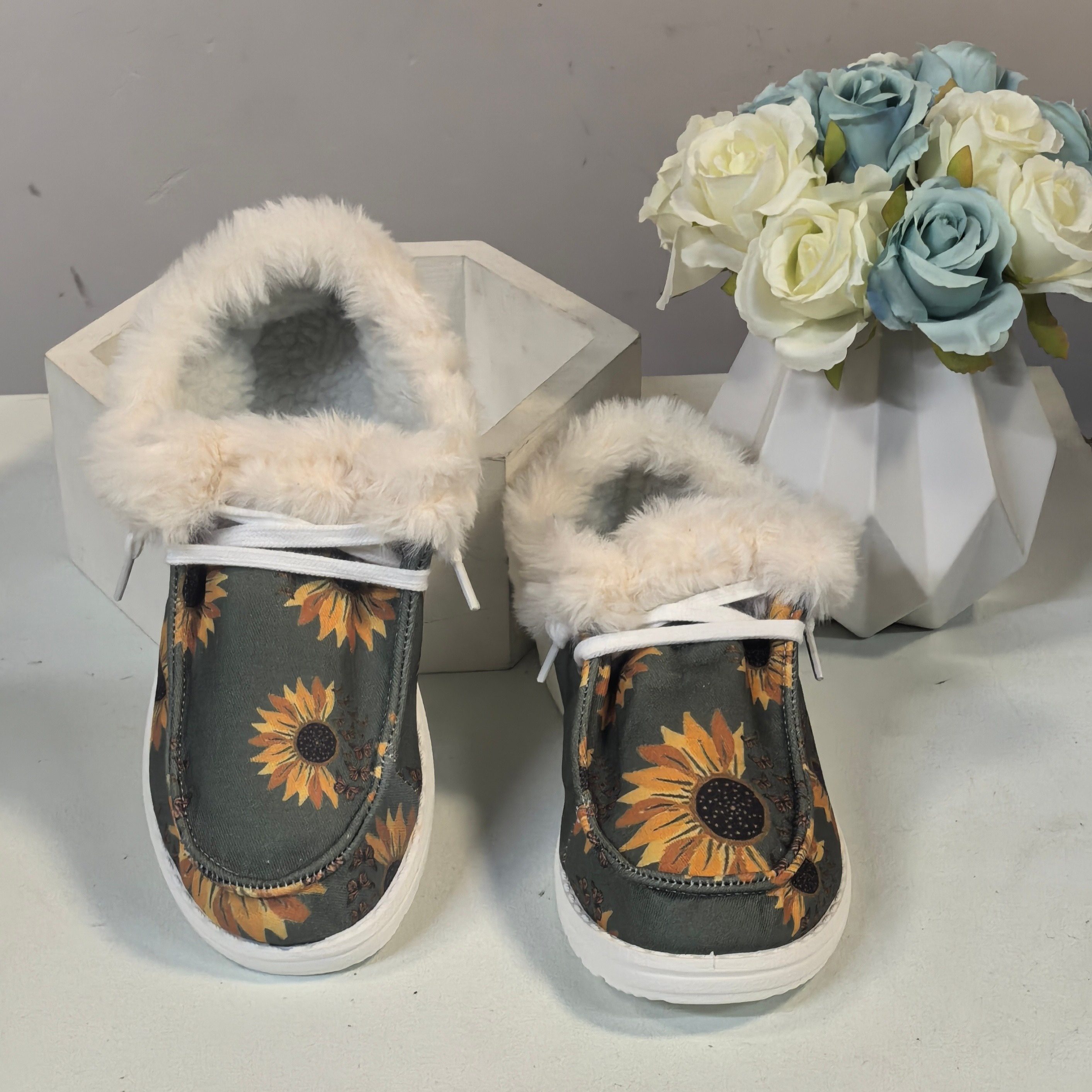 

Sunflower Canvas Slip-on Sneakers For Women - Comfortable, Soft Sole Casual Shoes With Plush Lining, Footwear