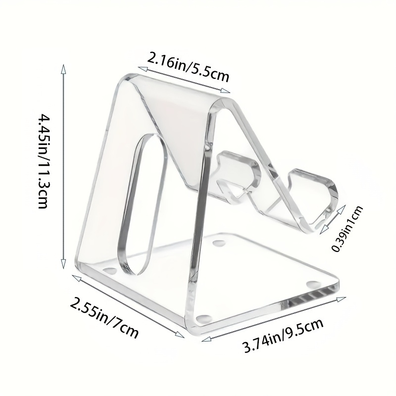 Image of Sleek Ergonomic Acrylic Phone Stand With Port - 4-8" Smartphone Holder, Non-slip & Space- Desk Accessory, For Office & Home Use, Phone Holder For Desk
