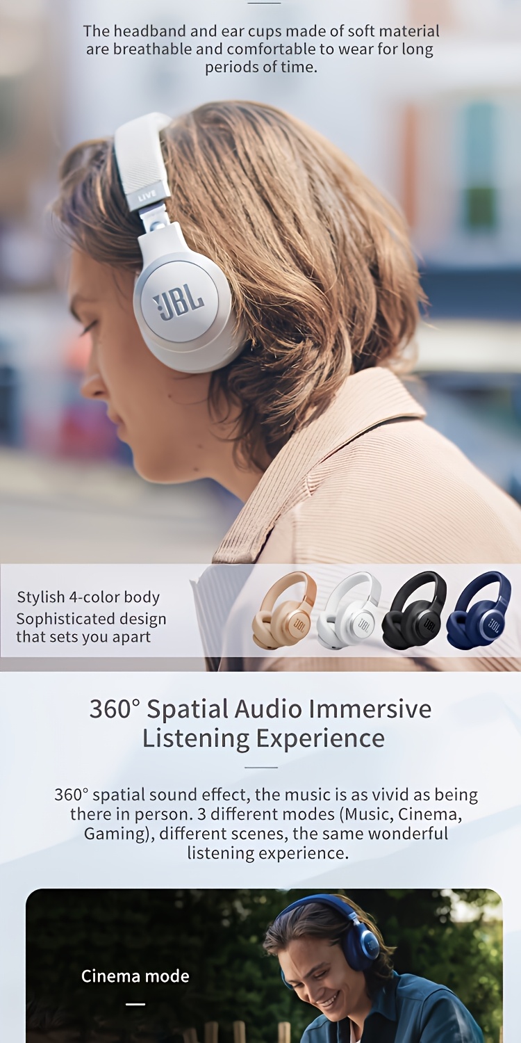 JBL LIVE 770NC Wireless Earphones with Adaptive Active Noise Cancellation, Stereo Calling, Wireless And Wired Connectivity