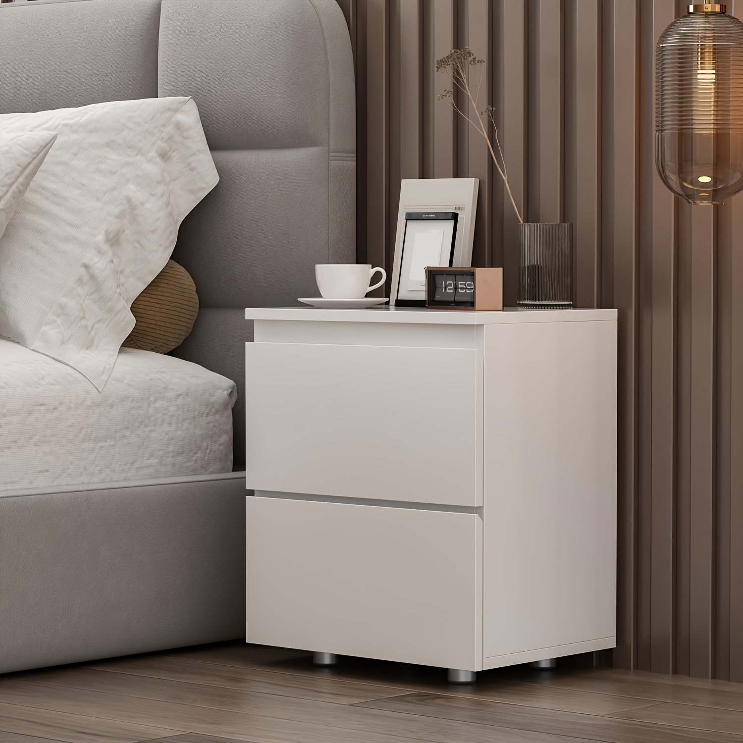 TEMU Nightstand With 2 Drawers, Bedside Table With Storage Drawers, Dresser Cabinet With Legs, For Bedroom Living Room,