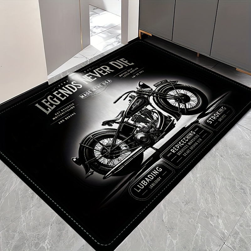 

Motorcycle Club Doormat, Polyester 100% Flannel Non-slip Mat, 1.2cm Absorbent Sponge, Stain Resistant, Machine Washable, Waterproof Floor Carpet For Living Room, Bedroom, Kitchen