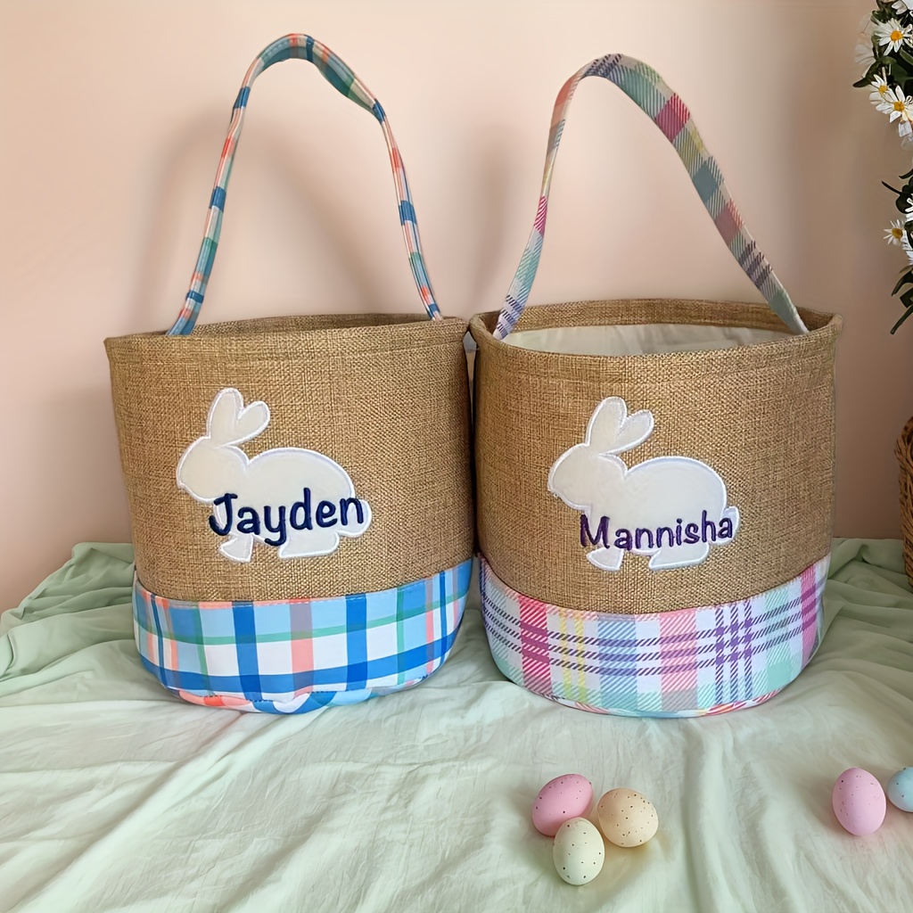

Customized Easter Handbag With Blue Embroidery