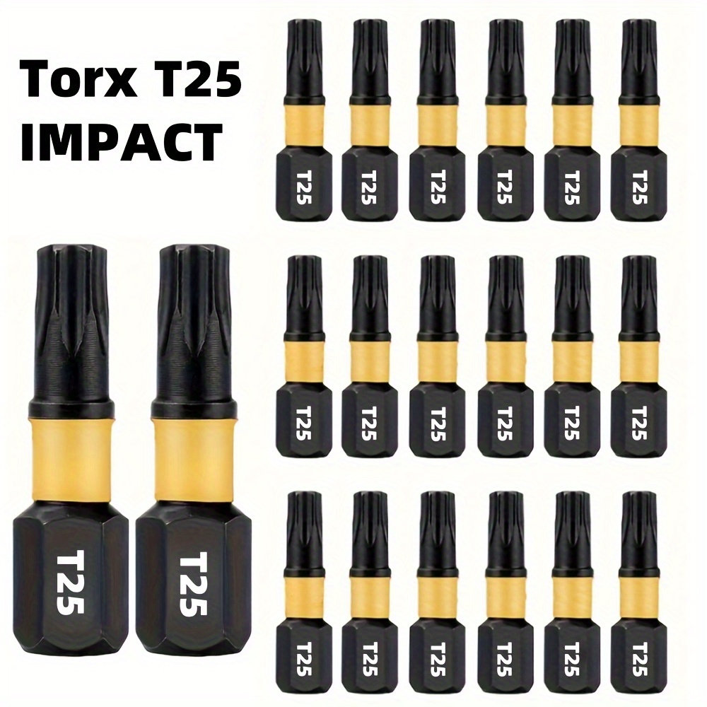 

5/10/20pcs Tête de Tournevis à Percussion Torx T25 de 1", Tête de Perceuse Insérable, Tête de Tournevis , Convient pour les en Plastique, Bois et Métal! - Très adapté pour , ,