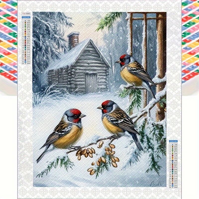 

5d Round Diamond Painting Kit With Tools, Landscape Birds Canvas Art, Diy Diamond Embroidery Craft For Beginners, Home Wall Decor, Diamond Art Mosaic For Living Room Bedroom - 30x40cm