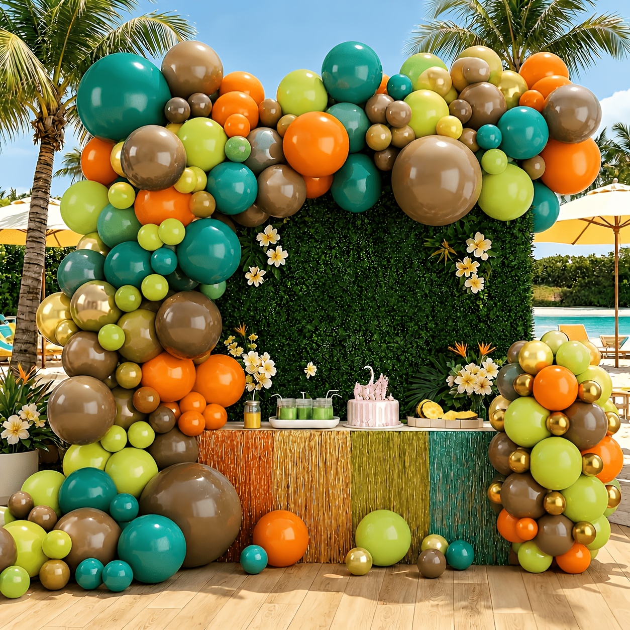 TEMU ad di palloncini da 100 pezzi con palloncini e - Verde scuro, marrone, , e , adatta per decorazioni di matrimoni, compleanni, lauree - di