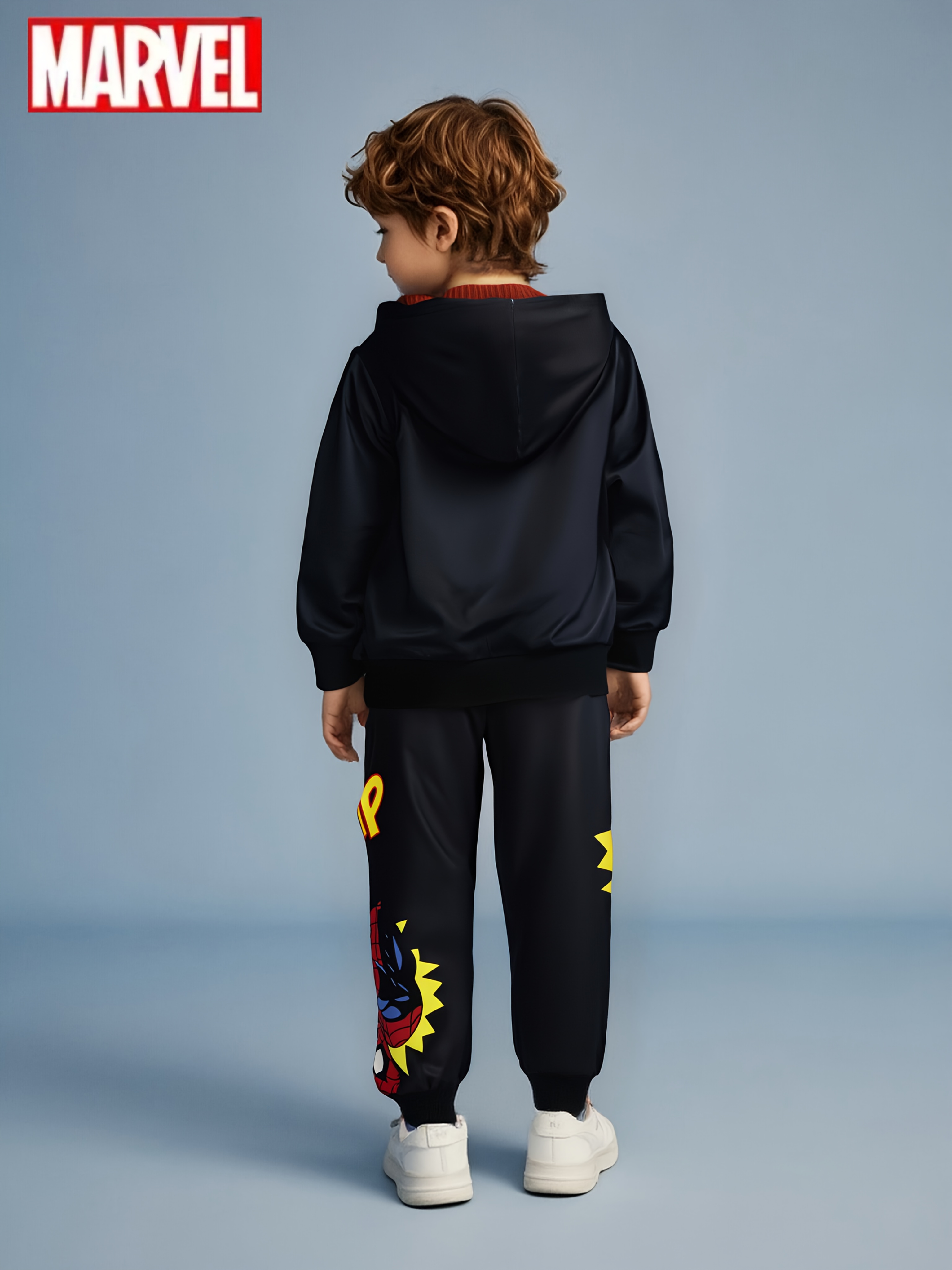 Jongens 2-delige  Set met  & Letter P Print Capuchon Trui & Bijpassende Joggingbroek - Superhelden Outfit voor Speelafspraken, Cadeaus voor Kinderen (Lente/Herfst), Perfect voor Buiten