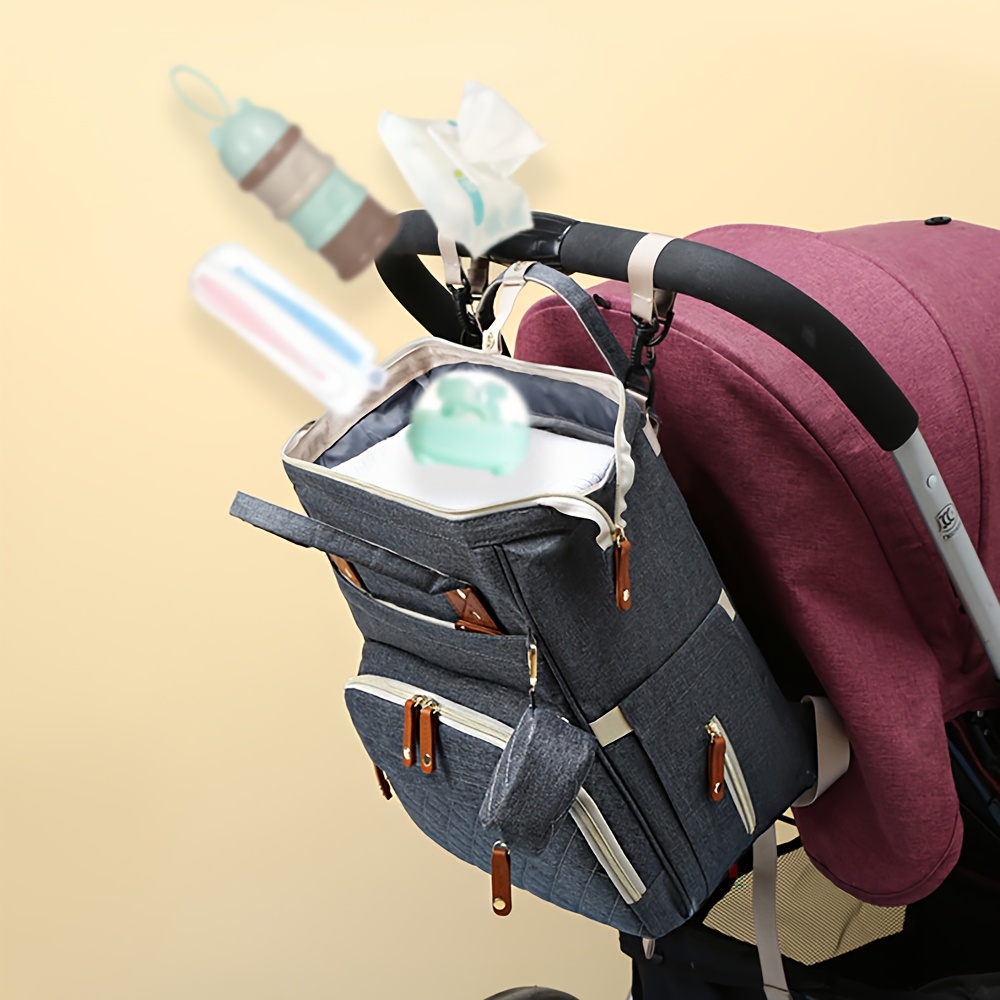 Mochila Acolchada de Gran Capacidad para Pañales; Bolso Versátil para Padres de Viaje; Bolso Ligero y Portátil con Múltiples Compartimentos, Bolsillos para Snacks y Chupetes para Madres
