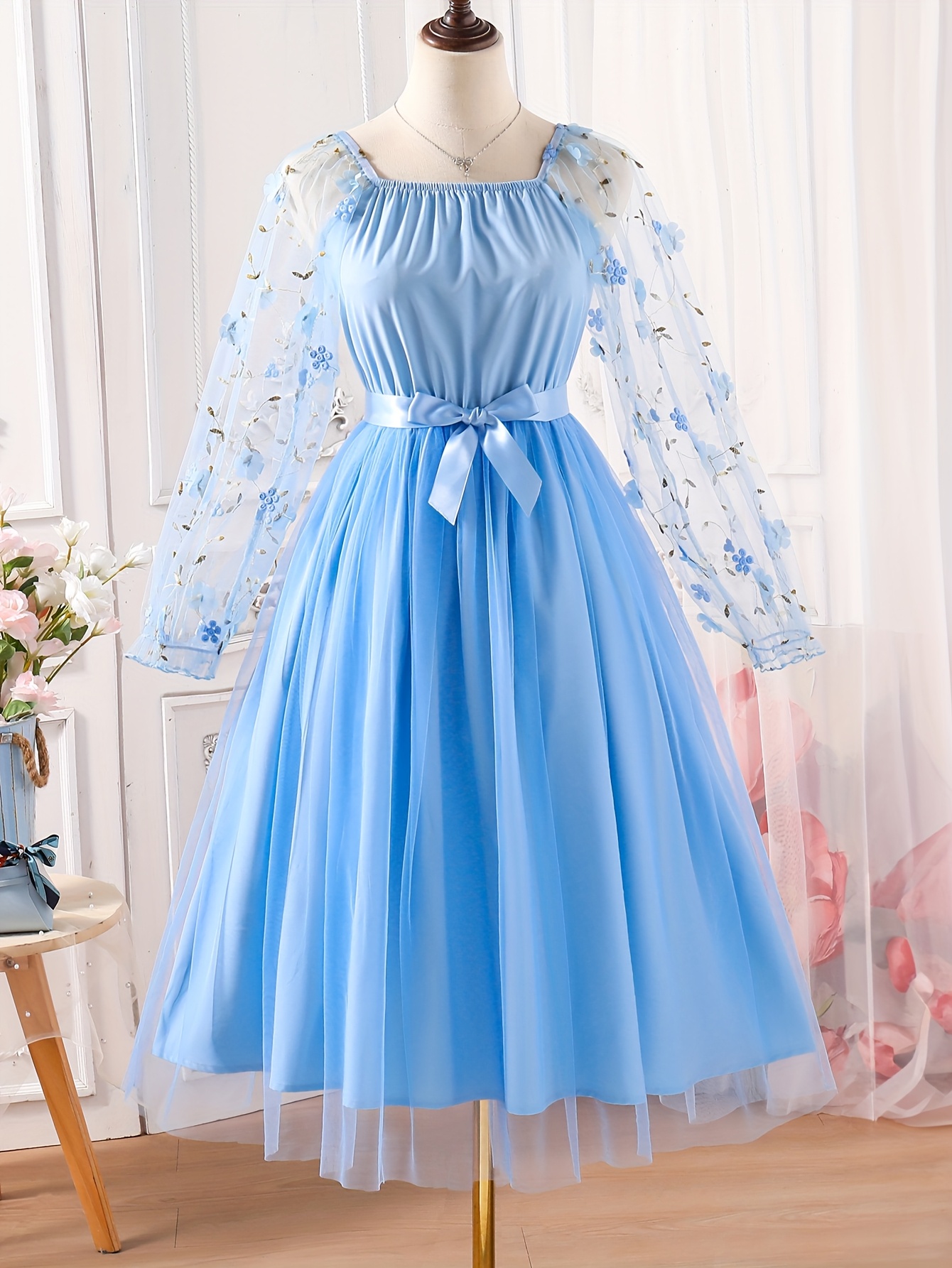 Girls Formal Dresses Tween Girls Maxi Dress Fall 2025  Long Sleeve Floral  Party Dress For Ages 6-15 Long Sleeve Floral Dress