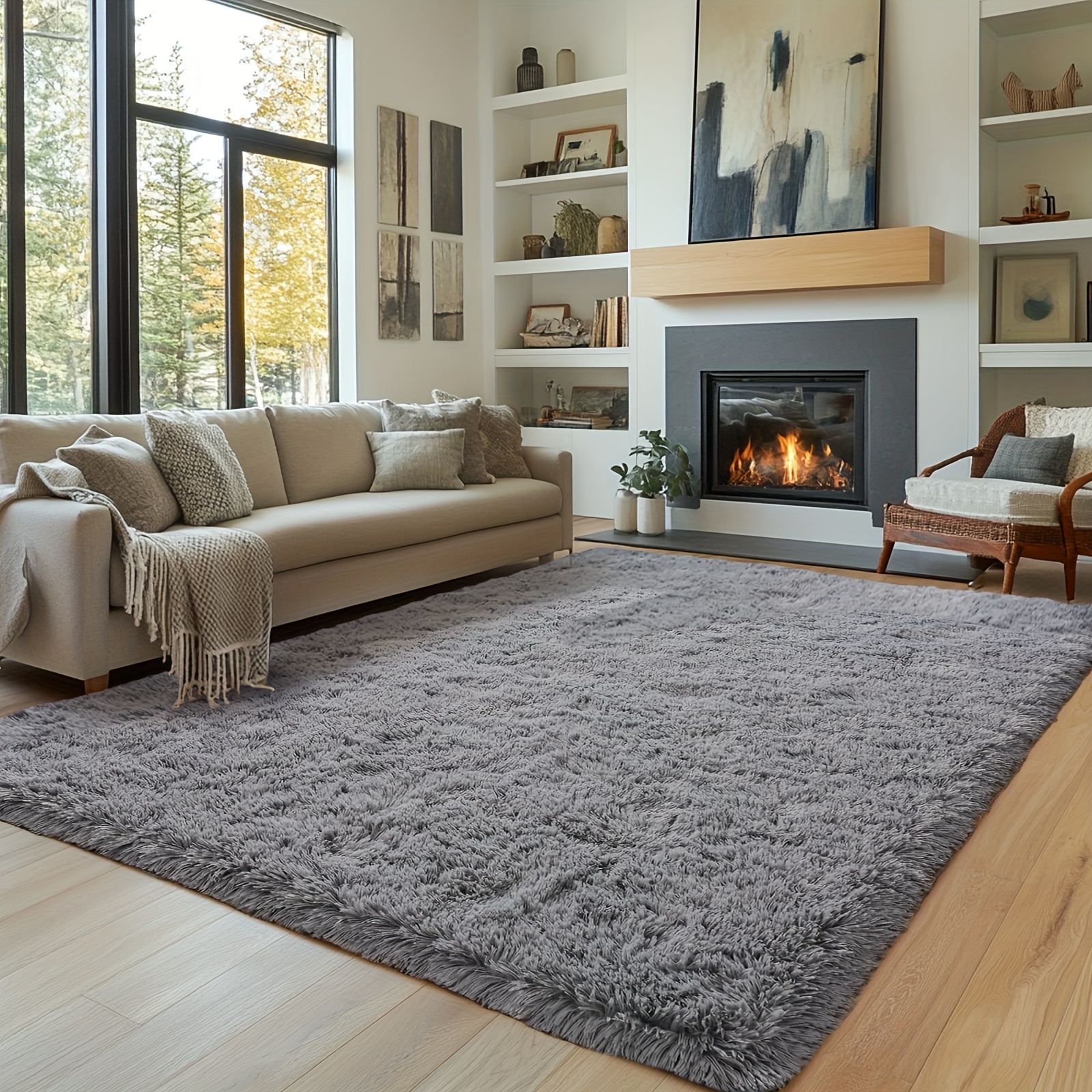 TEMU Wohnzimmer-Teppich, Schlafzimmerteppich, Großer Teppich für die Wohnraumdekoration, Ultraflauschiger Plüschteppich fürs Schlafzimmer,
