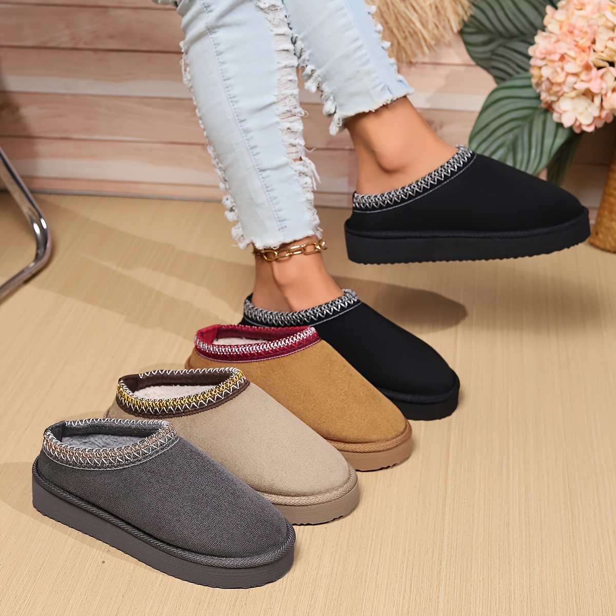 

Women's Indoor Warm Slippers With Soft Anti-slip Sole, Winter Ankle Boots, Cozy House Shoes