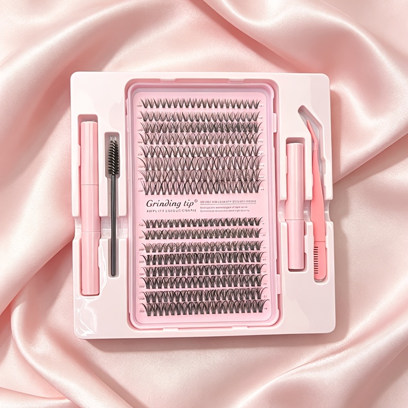 Image of 30/50d False Eyelash Set, Large Capacity 8-16mm Cluster False Eyelashes, Eyelash Tweezers Set, Eyelash Brush Tweezers For Seal Layer Removal, Cream Set