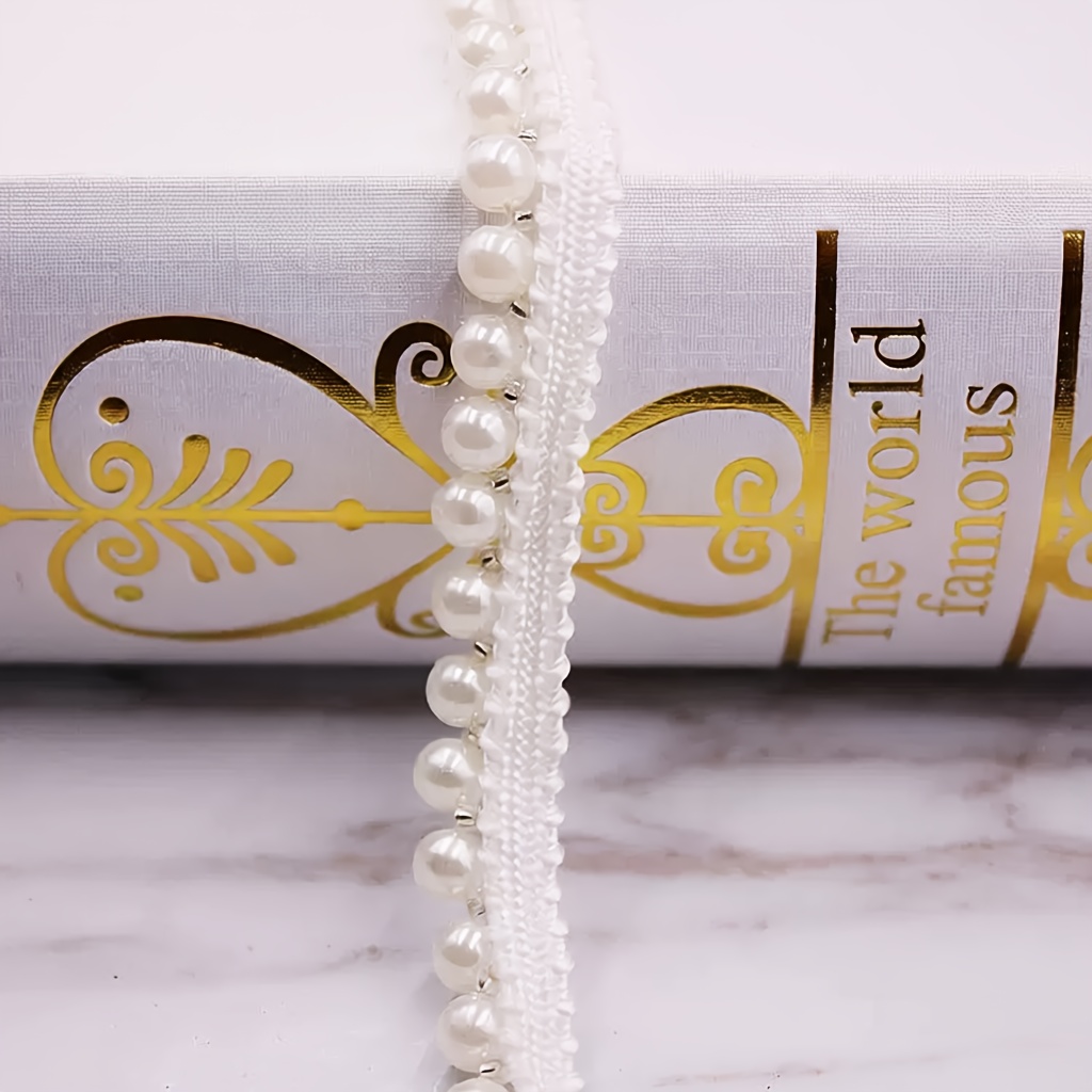 TEMU 1. / 68 Inches Long Accessory Hand-sewn Pearl Woven Ribbon, Garment Trim, Lace For Clothing Collars And Decoration Accessories
