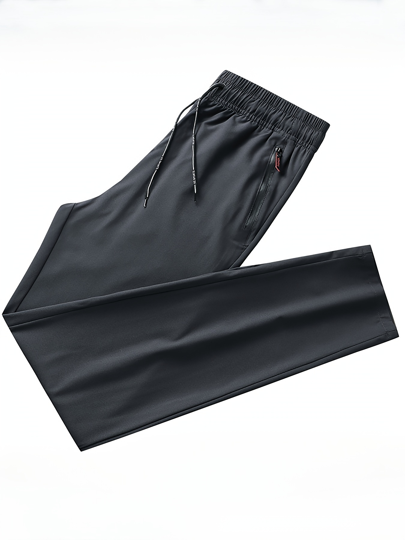 mens solid pants with zipper pockets casual breathable drawstring trousers for outdoor activities gift details 7