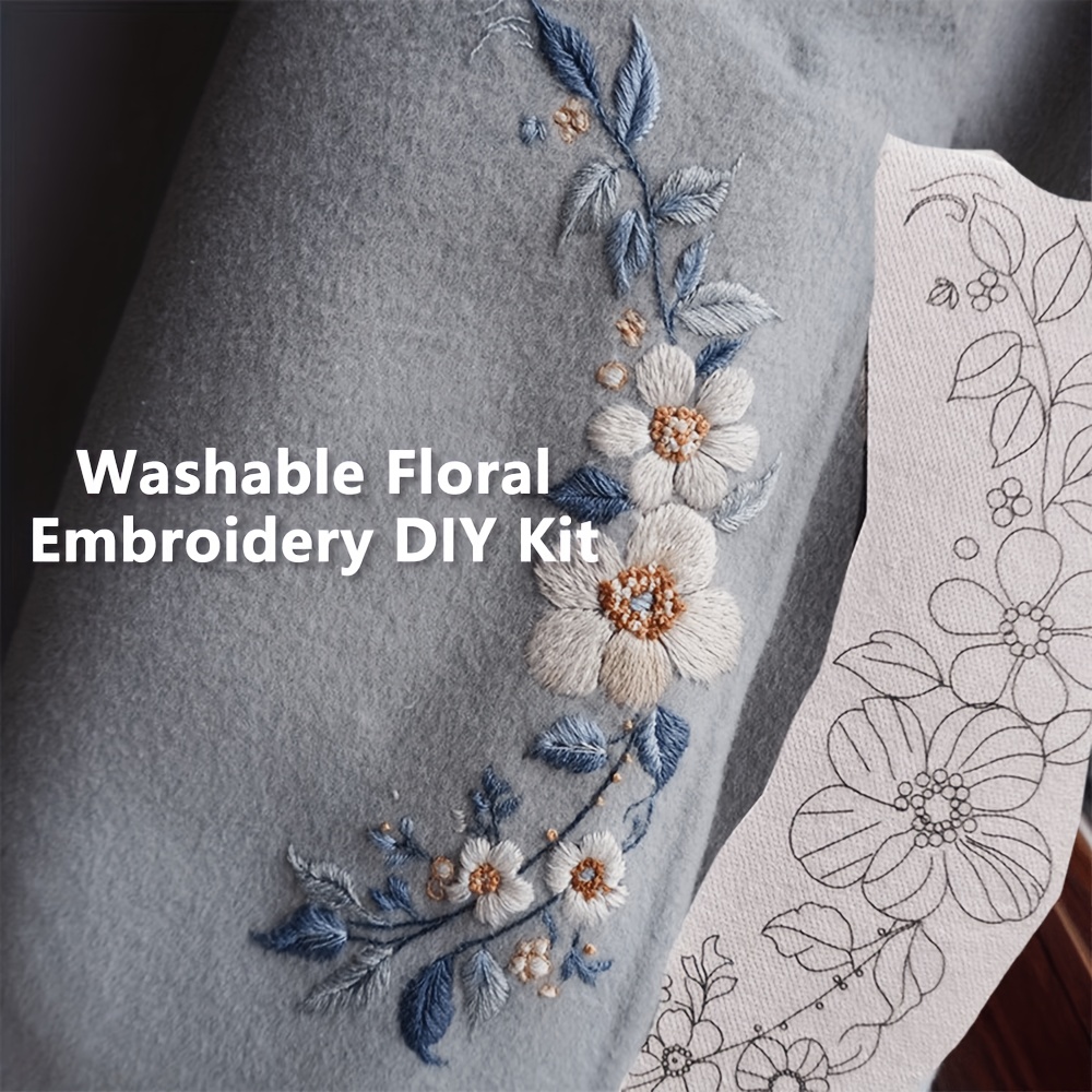 4pcs Water-Soluble Floral Embroidery DIY Kit