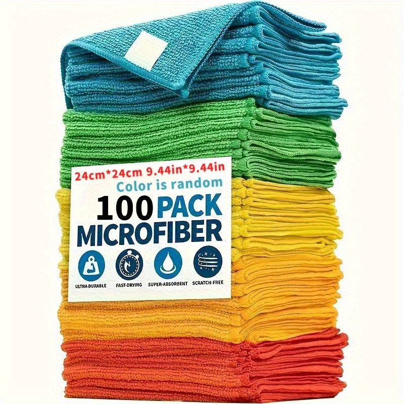 E-shop 100 Stück Farbe Zufällig Premium Mikrofaser-Reinigungstücher: Super Saugfähig, Fusselfrei, für Küche, Bad, Auto, Büro, Außenbereich. Langlebig &
