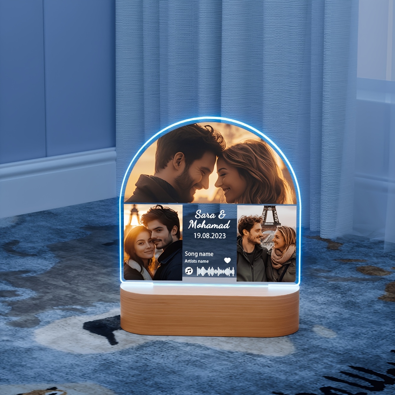 Custom Arch Decor Plaque Night Light with Photos and Soundwave