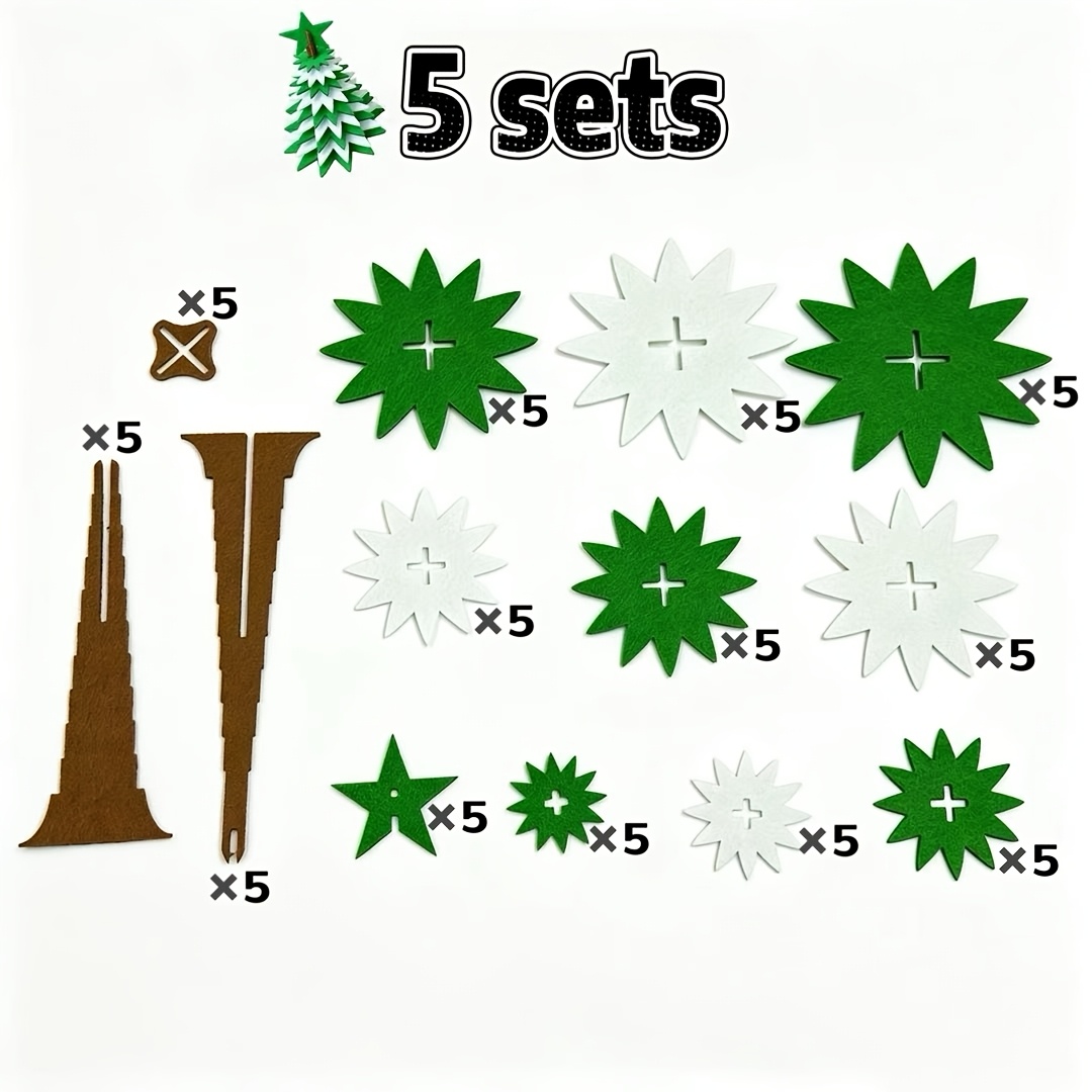 TEMU 5-set Felt Christmas Tree Kit, Handmade Assemble Tabletop Christmas Tree Decorations, Craft Xmas Ornament For Home Table Shelf Holiday Party