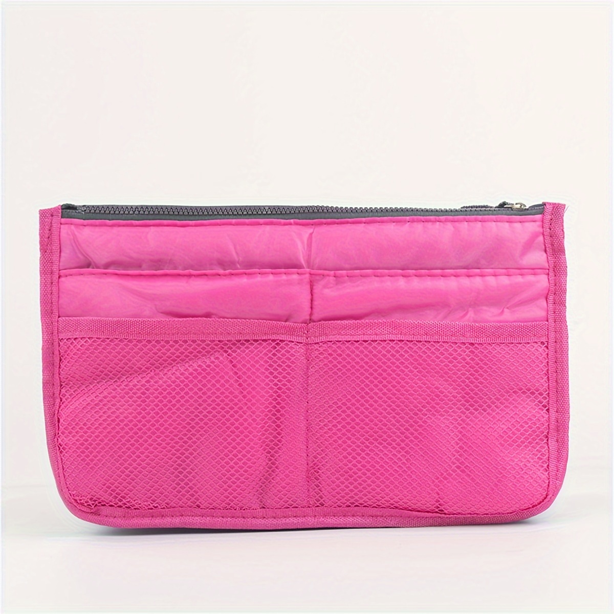 TEMU 1pc Multifunctional Double Layer Folding Storage Bag, Large Capacity Zipper Handbag, Portable Sorting Bag For Travel Insert Bag