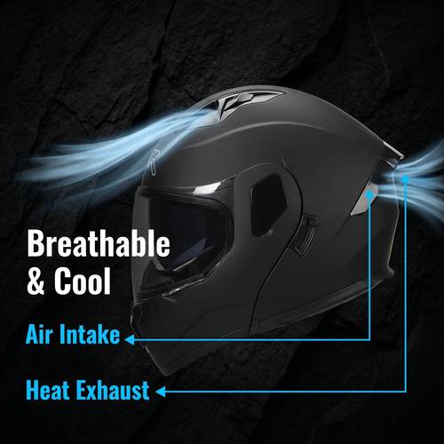 Full Face Motorcycle Approved Modular - Interchangeable Lens, Breathable ABS Helmet with Detachable Washable Liner for Youth & Adults