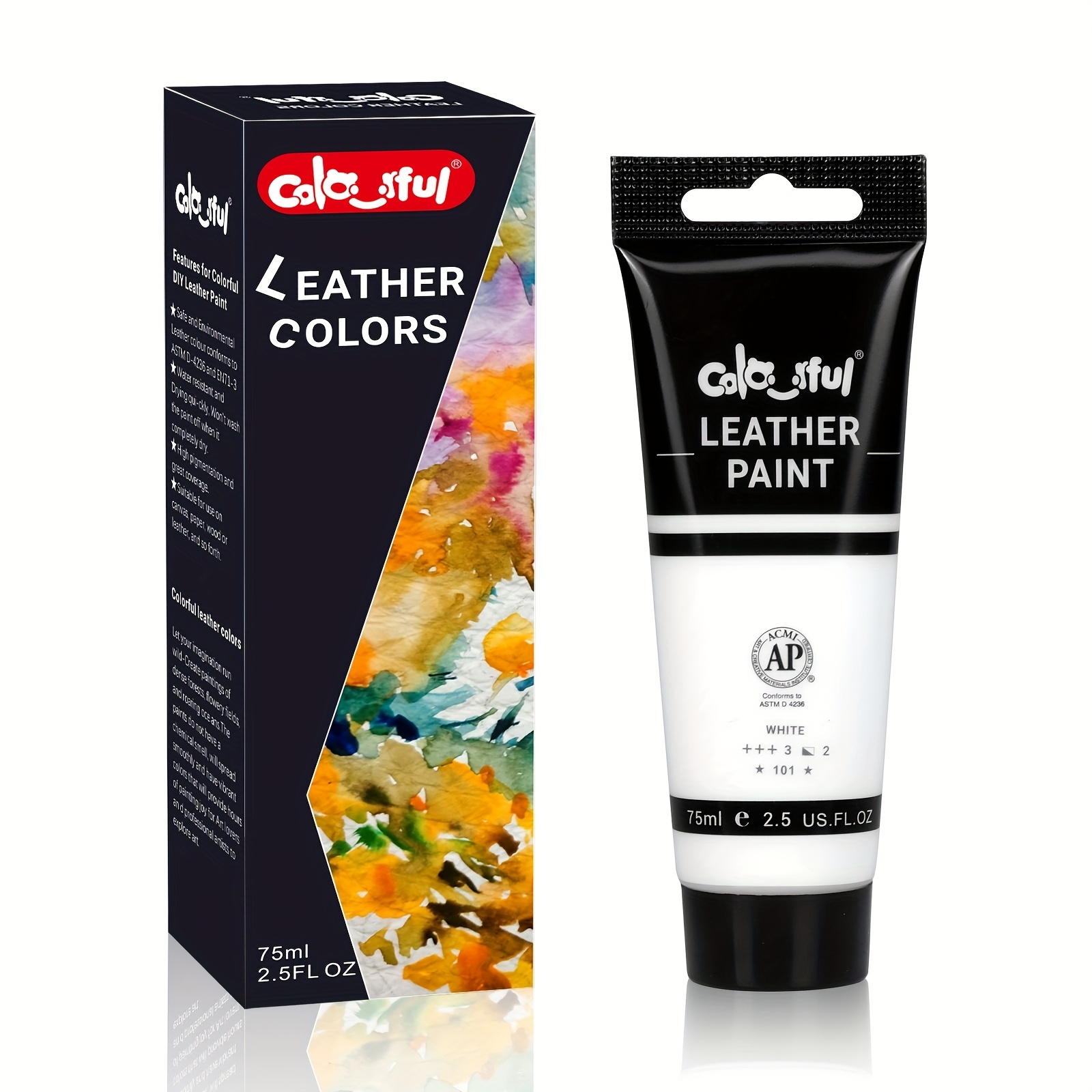 Image of 75 Ml/ Oz Acrylic Leather Paint, Suitable For Sneaker, Leather, Crafts And Graffiti, Used On Fabric, Rock, Paper And Glass Object Surfaces, Professional Artistic Use